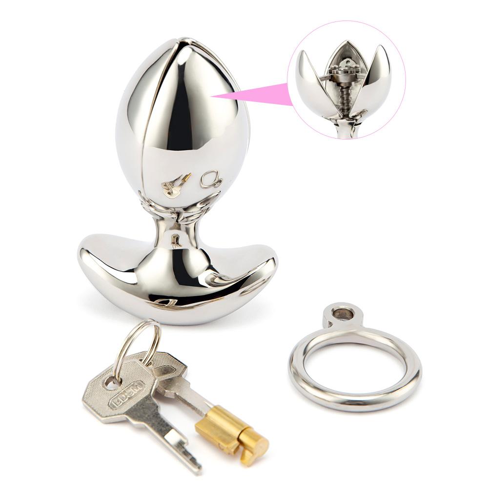 Nerezová oceľ Kovový análny tréner Asslock Dilator Otvárací Lotus Butt Plug Buttplug Lock