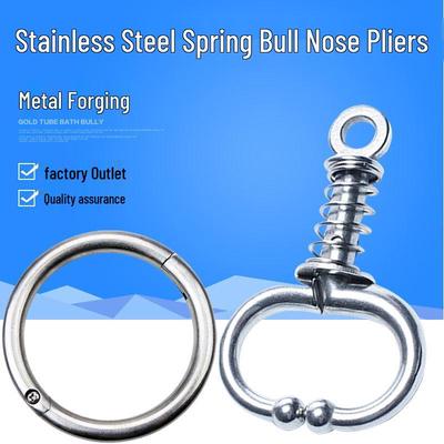 Stainless Steel Bull Nose Ring Cattle Traction Tool - Spring Type