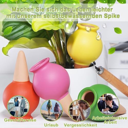 Hanlintk 4-Pack Terracotta Self-Watering Spikes - Premium Clay Watering Stakes | Automatic Plant Watering System for Indoor/Outdoor & Vacation