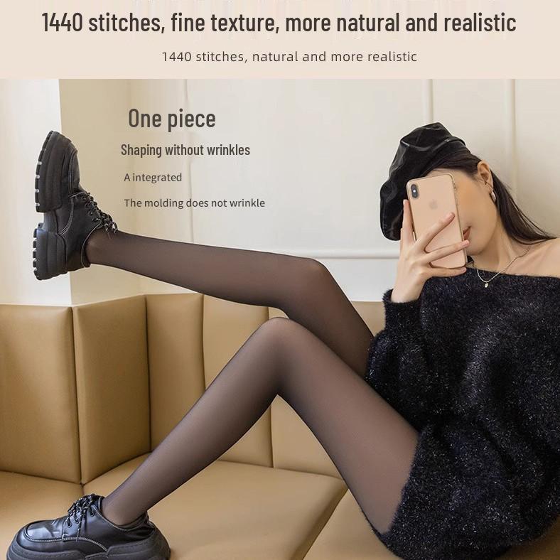 Legginsy z wysokim stanem kontrolujące brzuch: Podnoszące pośladki, Gołe nogi, Nad kolano, Antypoślizgowe Rajstopy 260g