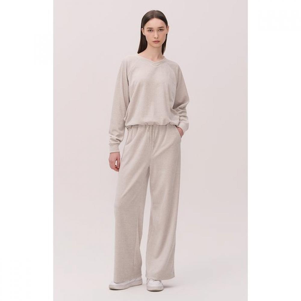 Huit Melange Velvet Wide Fit Banding Pants Htwpn5l05t