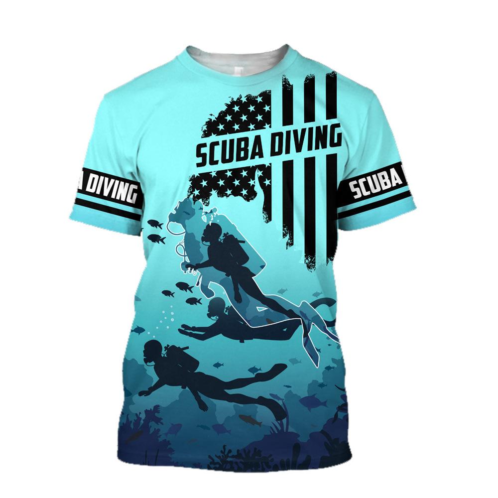2024 new 3d printing T-shirt unisex diving art casual sweatshirt crew neck street top