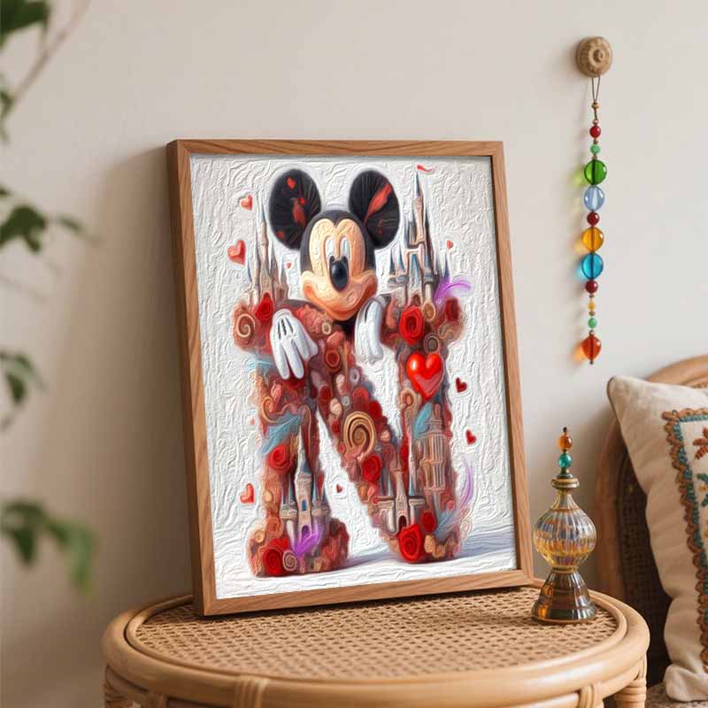 Disney DIY Oil Painting Kits Mickey Letter N Floral Castle Home Decor Craft Gift Ideas For Room Wall Art Paint By Numbers Canvas Set