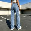 Pantalon en jean évasé taille haute pour femme Automne Hiver 2026 Avec Multiples Poches Pantalon Utility Décontracté