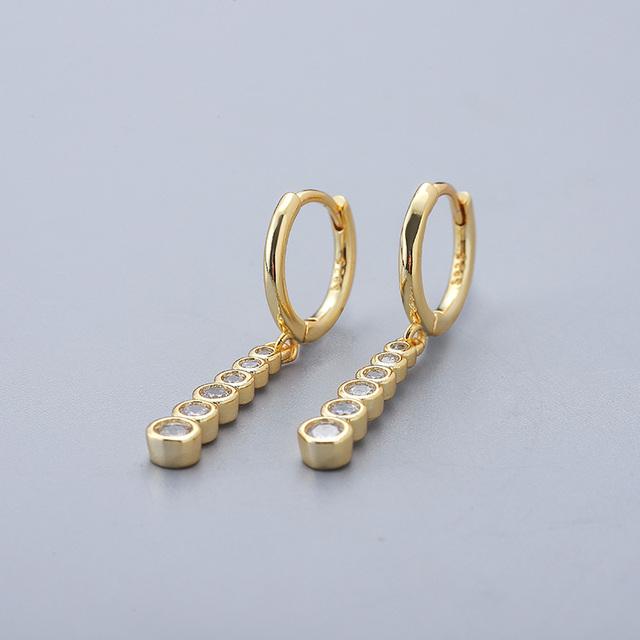 ANENJERY Zircon Long Hoop Earrings Simple Light Luxury Golden Silver French Earrings