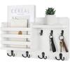 Mail Organizer for Wall Mount Rustic Wood with Key Hooks Hallway Farmhouse Decor Letter Sorter with Floating Shelf
