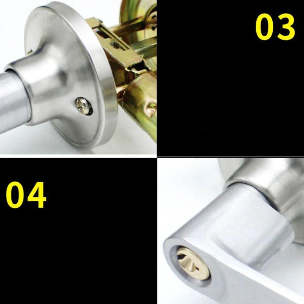 Aluminium Zinc Zinc Alloy Door Handle Lock Silver Three Bar Handle Lock Universal Home Door Lock  Bedroom