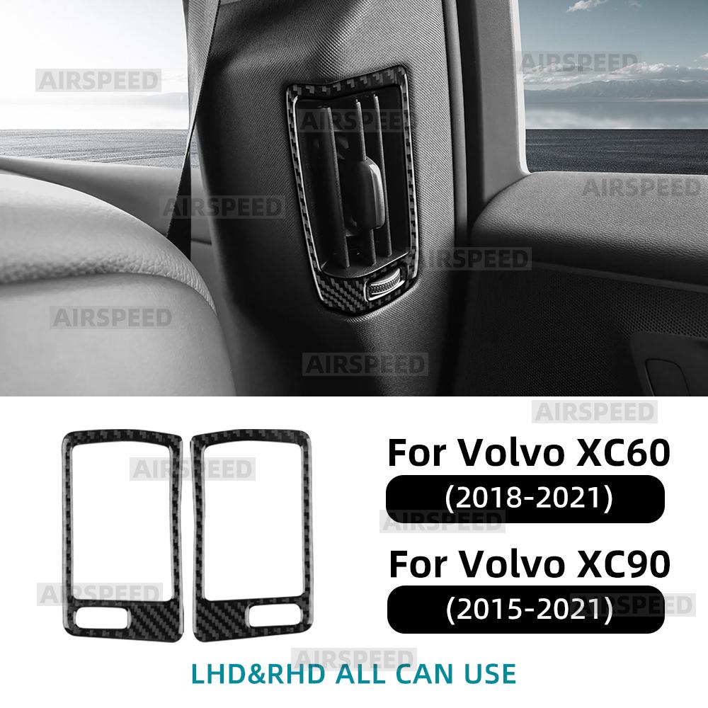 Carbon Fiber B-Pillar Air Outlet Vent Frame Sticker for Volvo XC60 2018-2021 XC90 2015-2021 black carbon чёрный