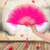 Lolita Feather Folding Fan Japanese Sweet Fairy Girl Dark Gothic Court Dance Hand Fan With Pendant Gift Wedding Party Decoration