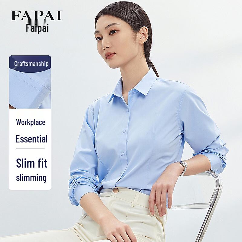 FAPAI Women's Slim Fit Long Sleeve Business Blouse