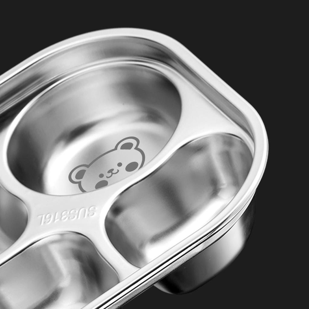 WORTHBUY 4/5 Grids 316 Stainless Steel Dinner Plate Portable Divided Lunch Box For Students Kids Large Capacity Food Contianer