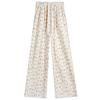 Petite White Floral Wide-Leg Women's Sweatpants: New Loose Casual Straight-Leg Pants for Spring, Summer, Autumn 2025