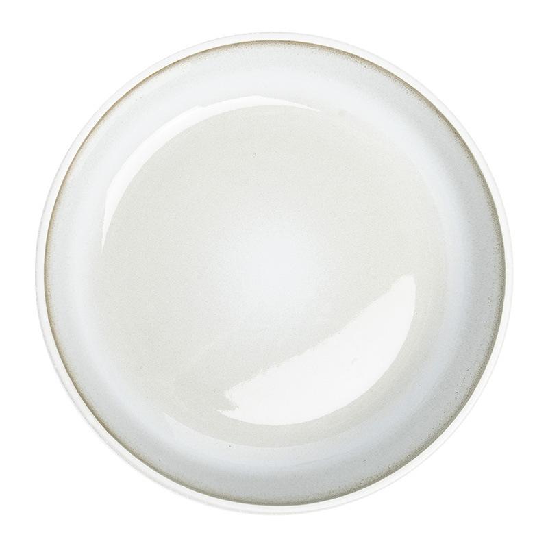 Nordic Minimalist Solid Color White Plate Practical Ceramic Vegetable Plate Large Capacity Disc Salad Plate Pasta Plate Deep Plate Tableware Plate