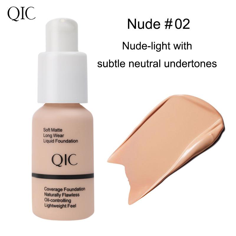 QIC Foundation Makeup Concealer Waterproof Long-Lasting Pore Minimizing Oil Control 30ml