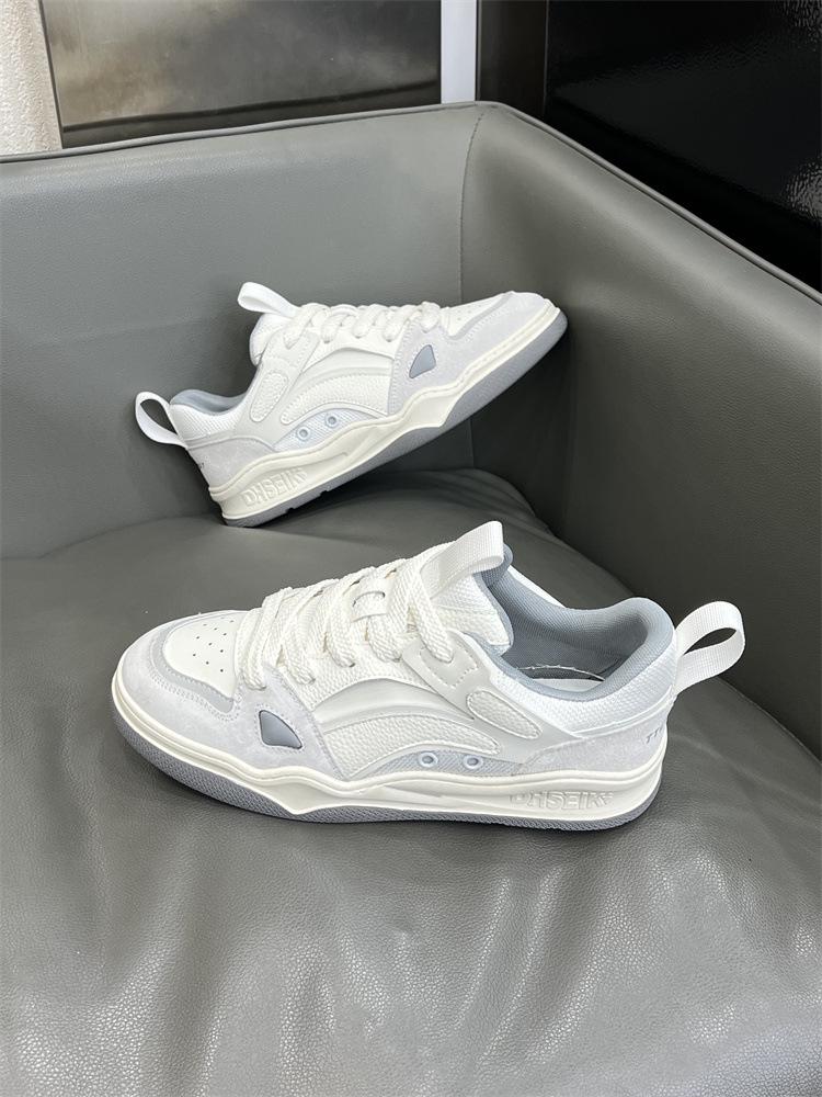 Zapatillas de Skate Europeas para Hombre Colorblock - Ligeras, Suela Blanda, Caña Baja Blanca para Deportes Juveniles, Primavera 2025.