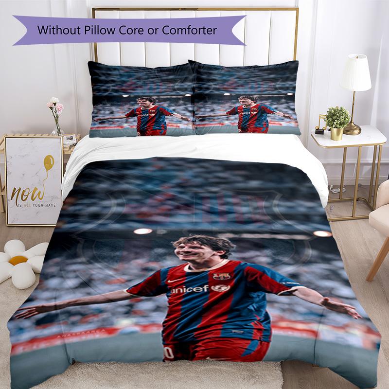 Set Biancheria da Letto Messi Copripiumino Traspirante con Federe Biancheria da Letto Decorativa per Camera da Letto Decorazione Casa Regalo di Compleanno