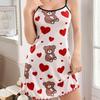 Summer new European and American cartoon cat print camisole nightdress for women, short loungewear, pure and alluring style dress