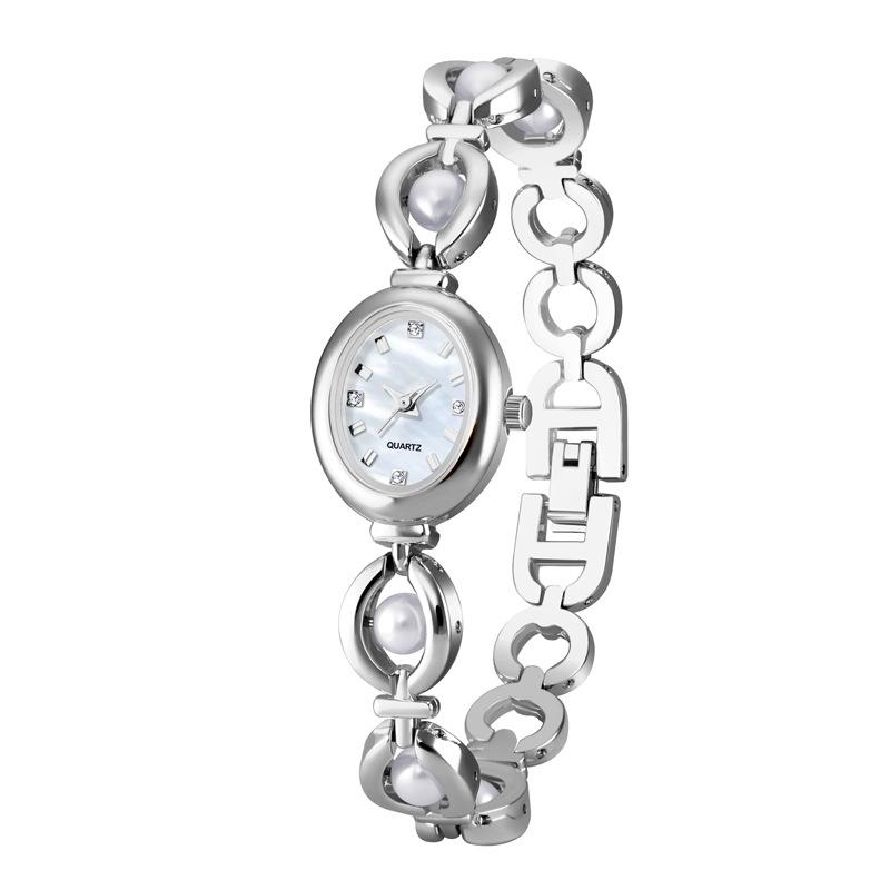 

Women s Watch Simple Pearl Bracelet Waterproof Watches Clock Gift срібний