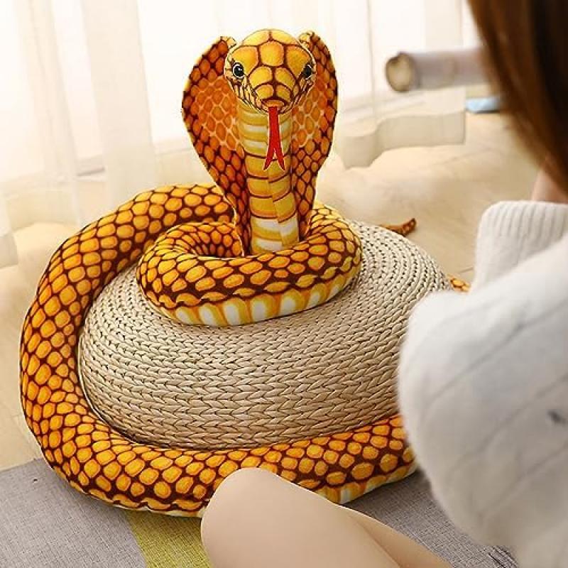 Trayosin Giant Snake Plush - Realistic Stuffed Animal Snake, Large Cuddly Toy, Yellow, 80cm