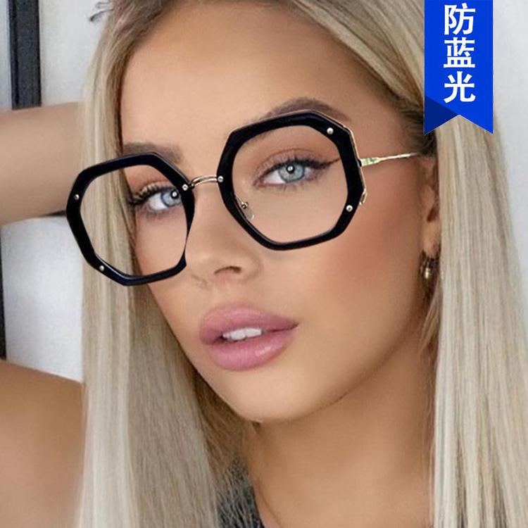 Polygonal glasses frame new anti-blue light side hollow European and American glasses frame ins glasses frame personality trend