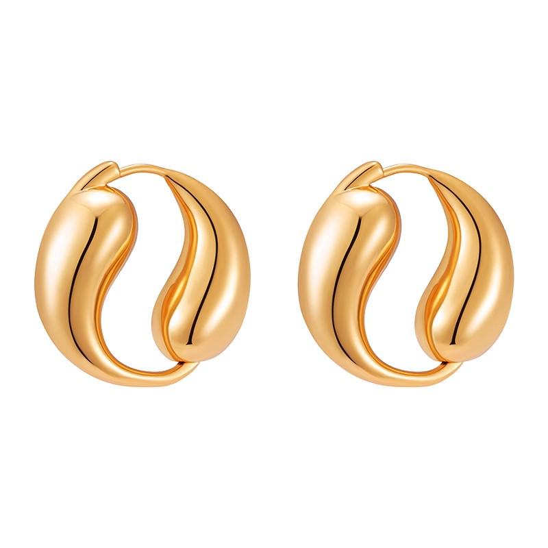 Cercei Metalici Retro Chinezești Tai Chi Pești – Design Circular Elegant pentru Femei