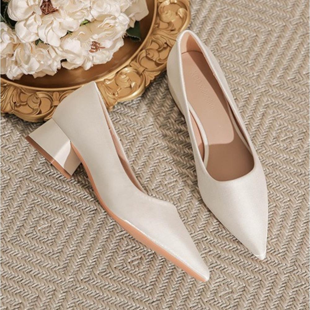 High Heels Women Spring Summer Thick Heel Pointed Professional Mid Heel Pumps New Shallow Commuter Work Shoes Comfortable
