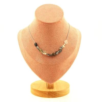 Stones and Minerals. Necklace 10 Beads Quartz with Tourmaline Inclusions from Brazil Chain Necklace for Women, Men. Custom Size