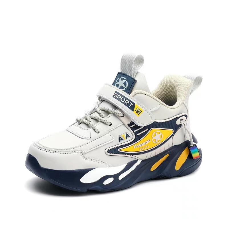 Middle and Older Children's Mesh Leather Casual Shoes Non-slip and Wear-resistant Boys' Shoes Sports Shoes Spring and Autumn School Season Running Sh