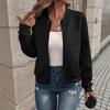 Damen S Einfarbig Reißverschluss Baseballkragen Jacke Lässiger Mantel