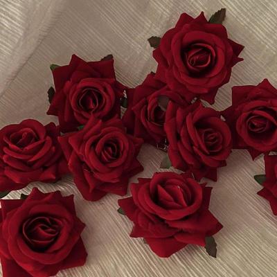 Vintage Rote Rose Haarnadel - Große Blume Entenschnabelspange für Seitenscheitel - Elegantes Feenhaar-Accessoire