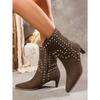 Women's Plus Size New Autumn Nubuck Rivet Stiletto Mid-Calf Martin Boots