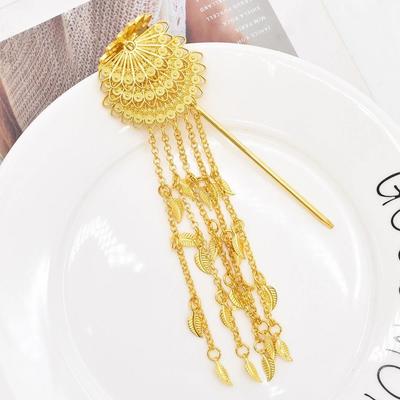 Headdress Ethnic Hair Sticks Chinese Hairpins Women Hair Fork Peacock Hair Sticks Long Chain