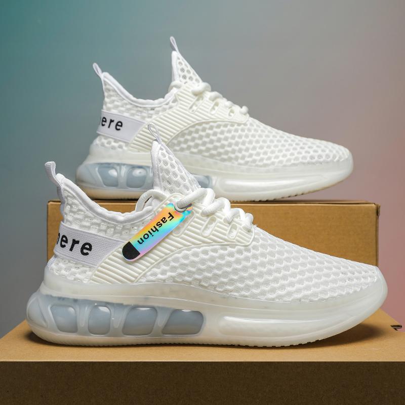 

Мода PARZIVAL 2024 Тренд Мужская повседневная обувь Кроссовки Летние уличные дышащие сетчатые спортивные беговые мужские кроссовки Пляжные теннисные туфли 42 белый