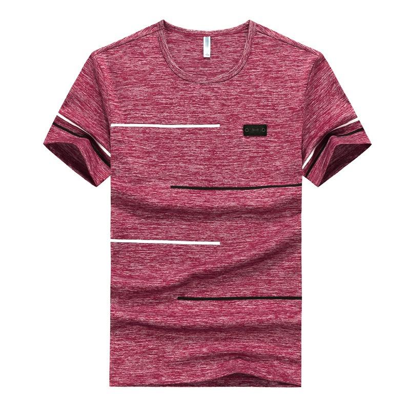 Summer Short-sleeved T-shirt for Men, Breathable and Cool Elastic Ice Silk Thin Sports Loose Top