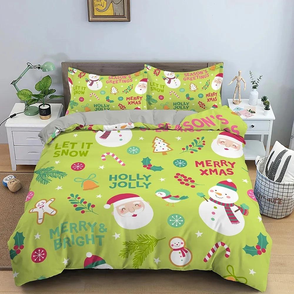 Christmas Decoration Bedding Set Luxury Soft Duvet Cover Set 3D Christmas Printed Quilt Cover King Queen Twin Size Home Textile