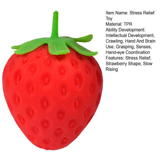 1/2/3/4Pcs Red Strawberry Stress Ball Realistic Mini Strawberry Squeeze Fidget Toy Stretchy TPR