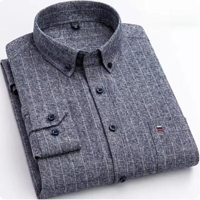 Neue Baumwoll-Herrenhemden Langarm Lässig Kariert Gestreift Weich Reguläre Passform Formelles Hemd Soziale Bluse Männliche Kleidung 4XL 5XL 6XL