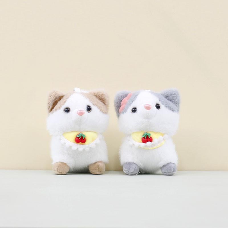 Soft Grey And Khaki Shiba Inu Plush Toy Pendant Cute Dog Keychain For Kids