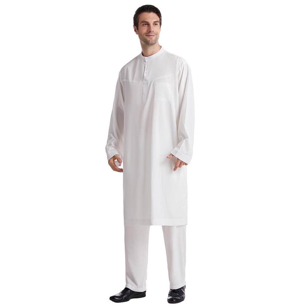 Men's Plus Size Ethnic Round Neck Robe Set - Middle Eastern and Southeast Asian Style