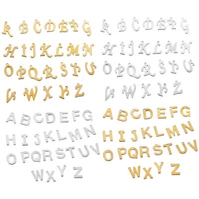 26 Stück/Los Goldfarbe Edelstahl A-Z Buchstaben Anhänger Alphabet Charms Anhänger für DIY Halskette Schmuckherstellung Zubehör