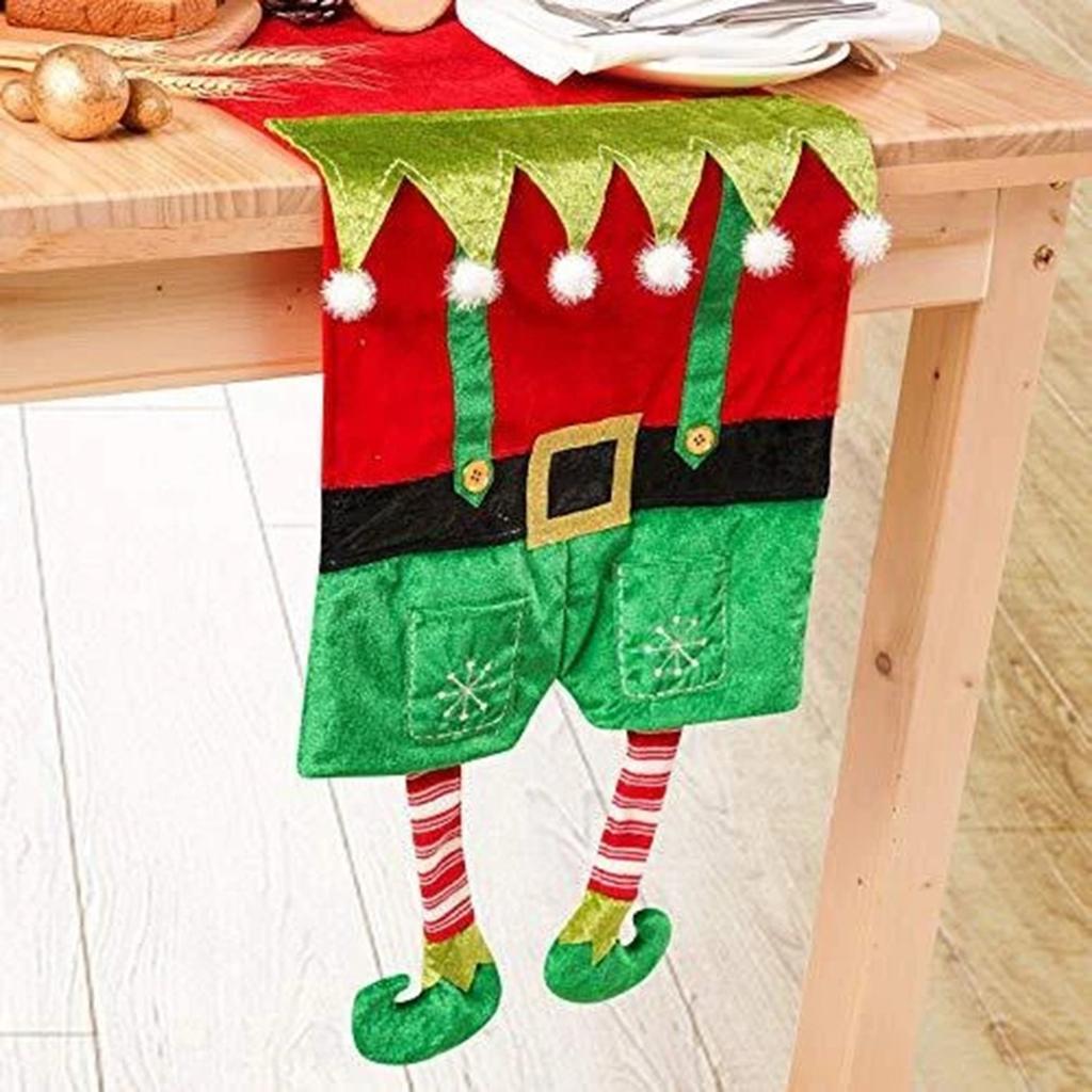 Christmas Table Runner Table Decoration, Long Legged Pompom Christmas Tablecloth Decoration