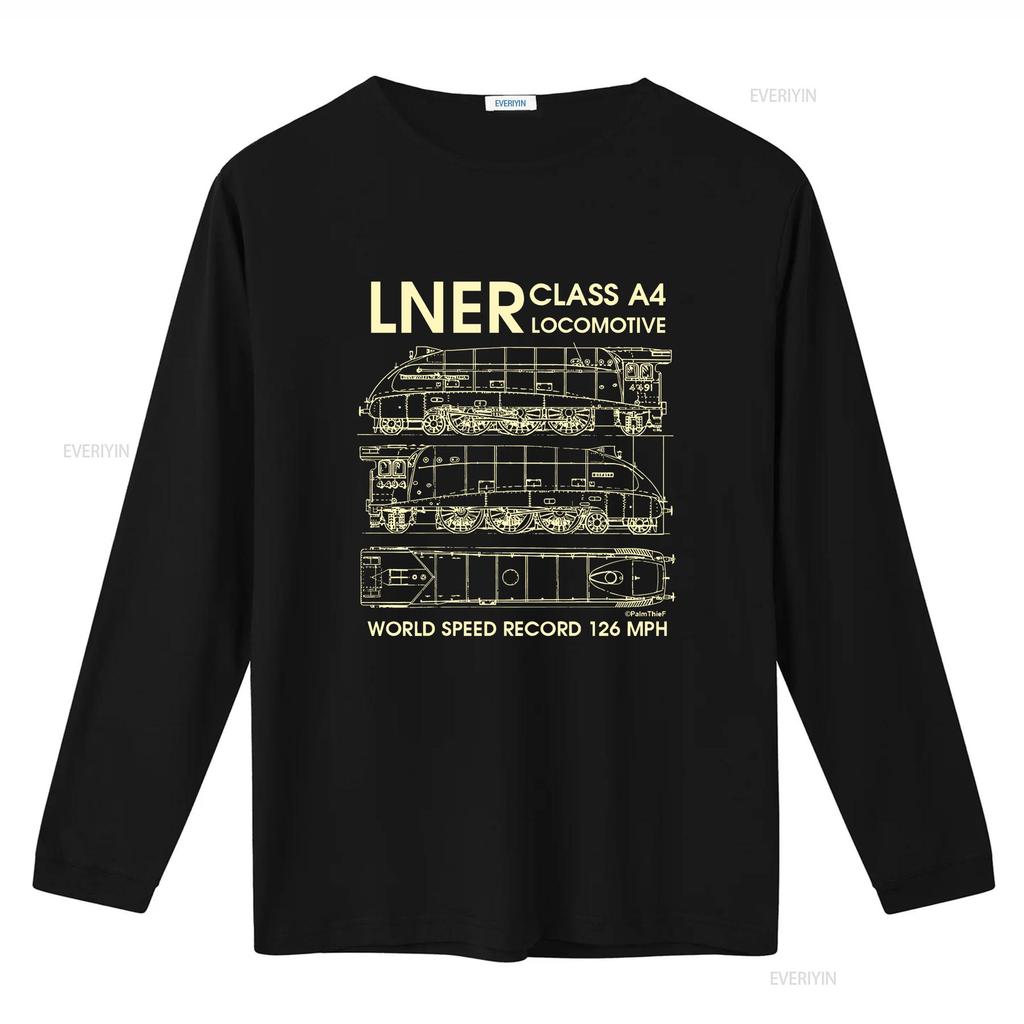 LNER Class A Locomotive Train T Shirt Unisexs Blueprints Birthday vintage Washed Breathable streetwear Stretched Soft