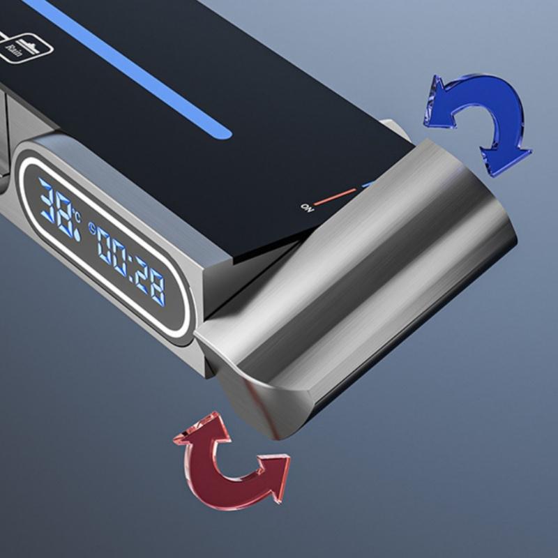 Temperature Display Shower Set System Wall Mount 4 Function Piano Key Rainfall Hot Cold Bathtub Shower Faucet Set For Bathroom