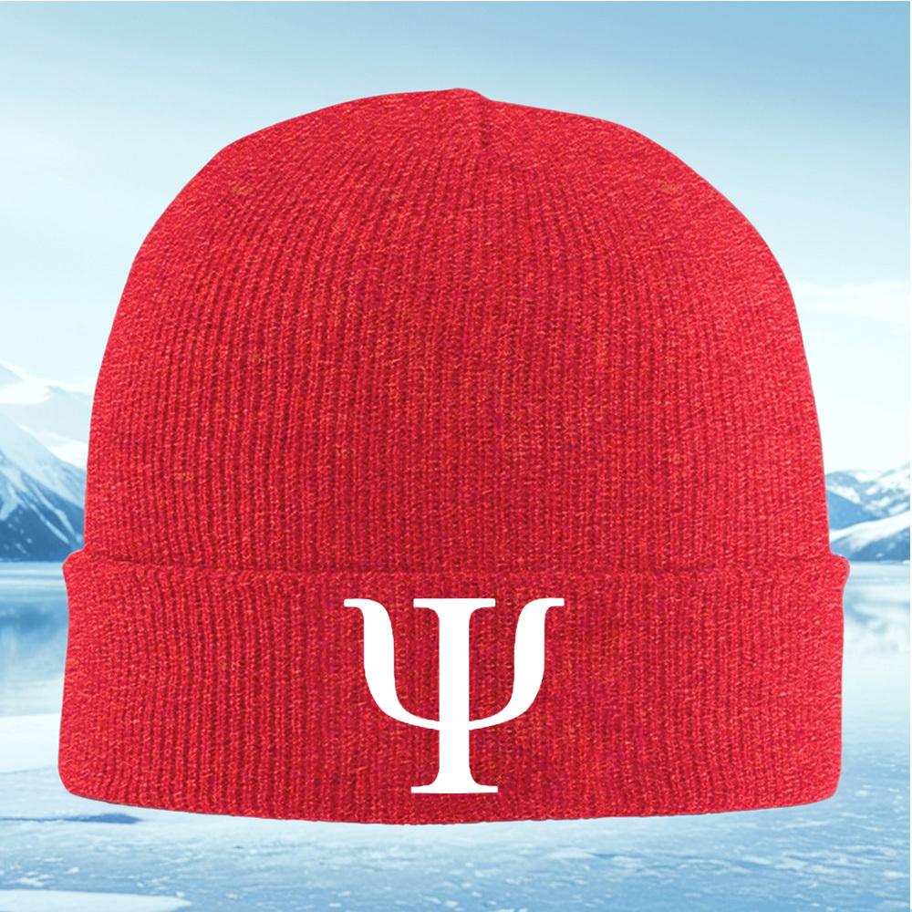 Psi symbol psychology. white background Men Women Unisex Knitted Hat Beanie Pullover Cap Winter Thermal Warm Christmas Outdoor C