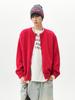 Jian Heng Red Henley Collar Men's Knit Sweater - Loose & Cozy for Autumn/Winter Christmas & New Year