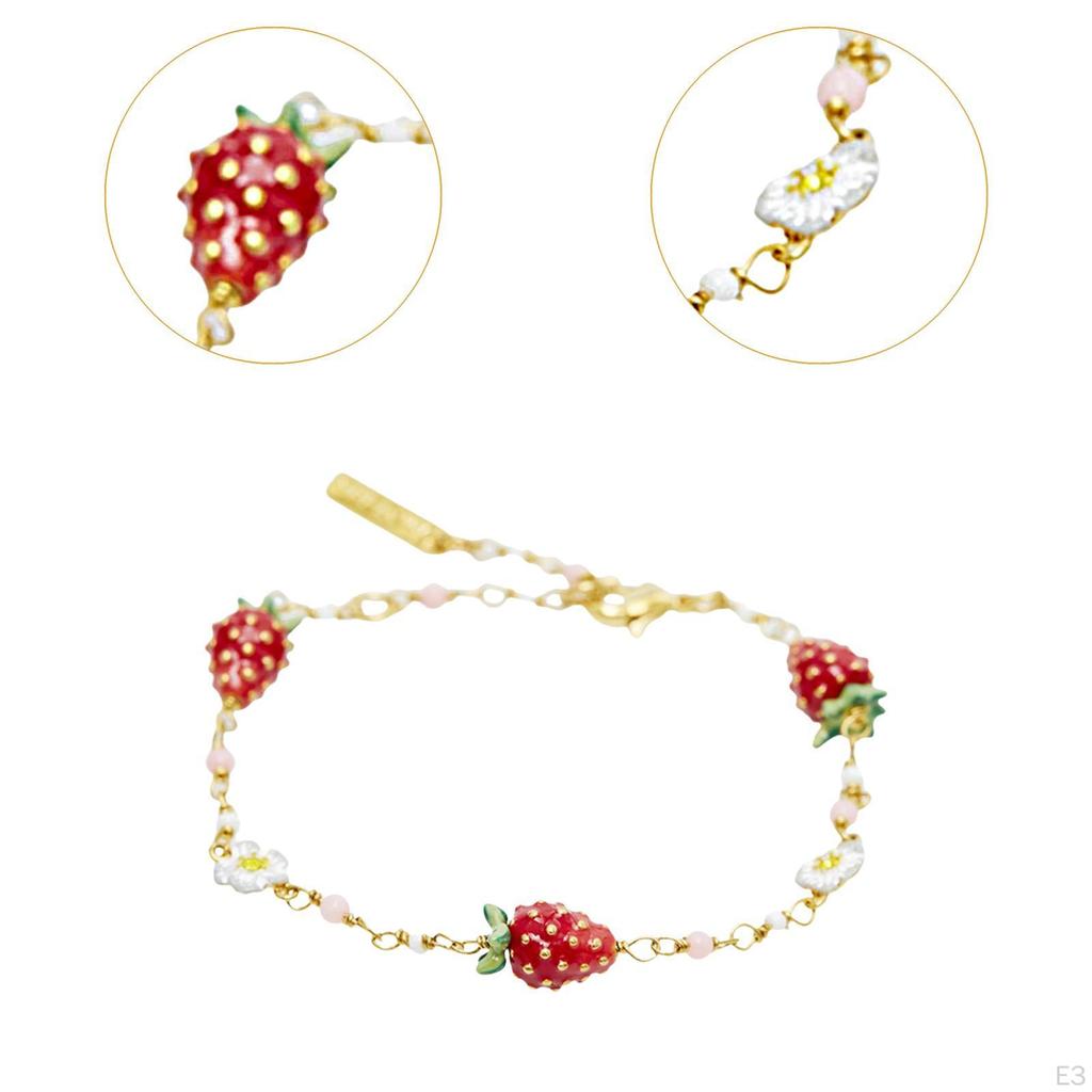Strawberry Bracelet Chain Cuff Charm for Wife Girlfriend Lover