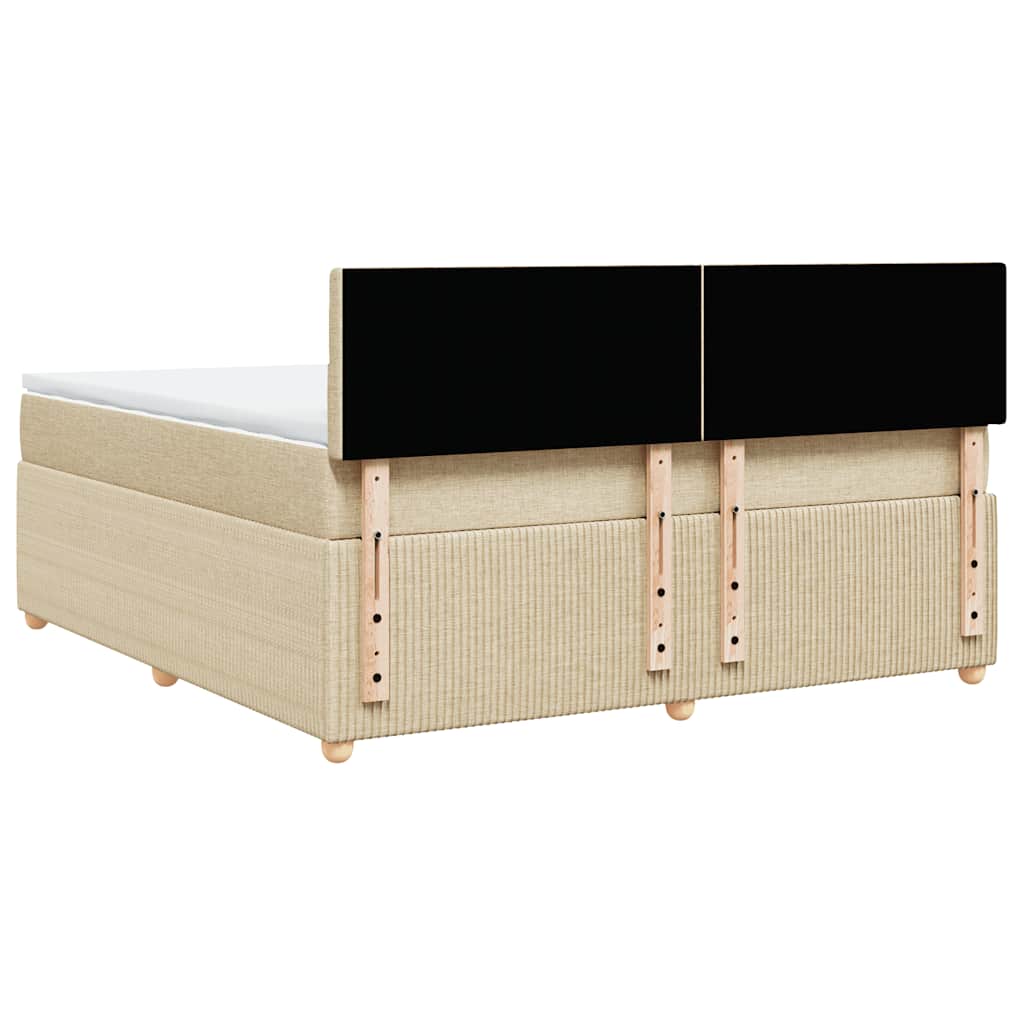 Box Spring Bed with Mattress Cream 180 x 200 cm Fabric
