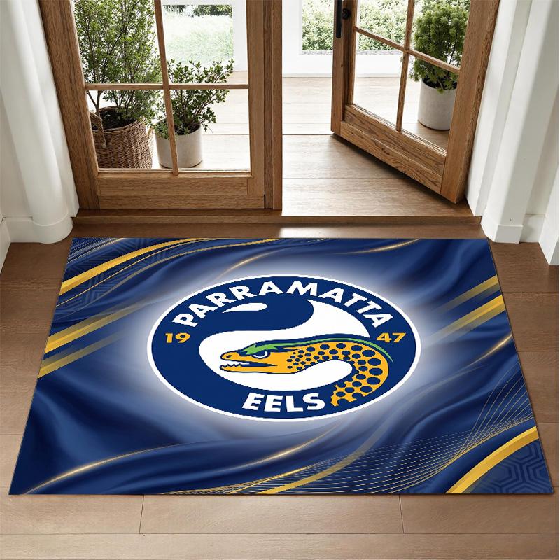 Parramatta Eels Design Crystal Velvet Rug Soft Decorative Mat for Bedroom Entrance