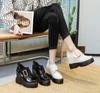 Fashion 11cm Genuine Leather Fashion Walking Height Increasing Loafers Ladies Casual Platform Wedge Women Slip On Student Shoes Slippers