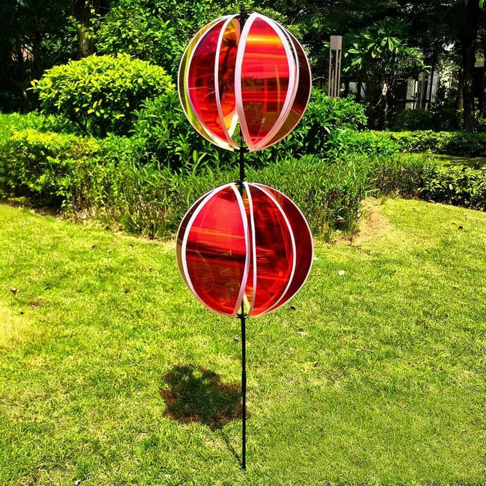 Sprankelende Streep Reflecterende Tuinmolentjes Regenboogkleur Met Paaltjes Windmolen Roterende Bol Kleurrijke Folie Wind Roterende Bol